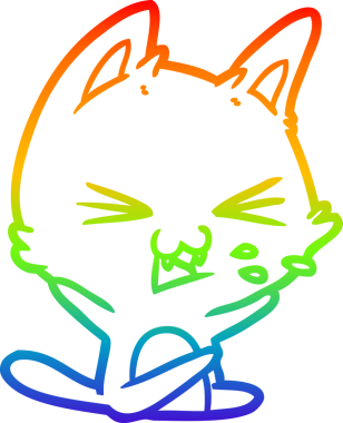 Gökkuşağı gradyan çizgi çizimi Bir insan tarafından çizilmiş bir çizgi kedi tıslama