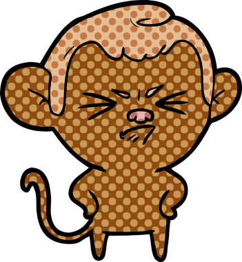 Bir insan tarafından çizilmiş sinir bozucu bir maymun.