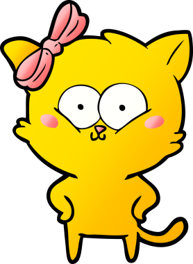 Bir insan tarafından çizilmiş çizgi film kedisi.