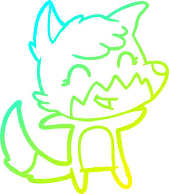 Bir insan tarafından çizilmiş mutlu bir tilkinin soğuk çizgi çizimi.