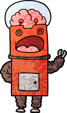 Bir insan tarafından çizilmiş çizgi film robotu