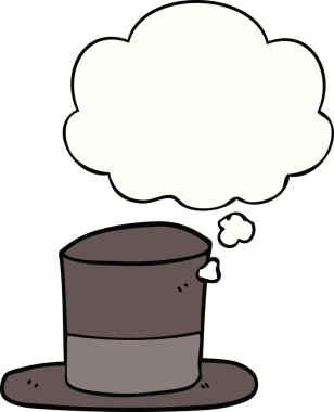 Bir insan tarafından çizilmiş düşünce baloncuklu silindir şapka.