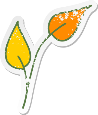 Bir insan tarafından çizilmiş şirin bir çizgi film yaprağının sıkıntılı çıkartması.