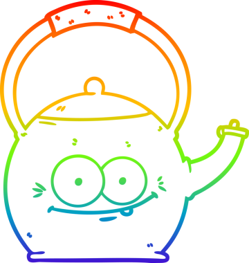 gökkuşağı gradyan çizgi çizimi bir insan tarafından çizilmiş bir çaydanlık