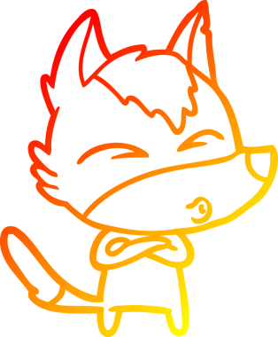 Bir insan tarafından çizilmiş bir kurt çizgi filminin sıcak çizgi çizimi.