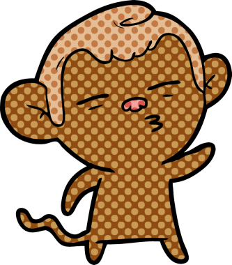 bir insan tarafından çizilmiş şüpheli maymun çizgi filmi