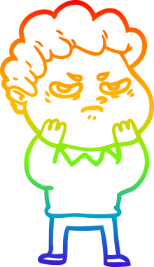 Bir insan tarafından çizilmiş kızgın bir adamın çizdiği gökkuşağı gradyanı çizimi