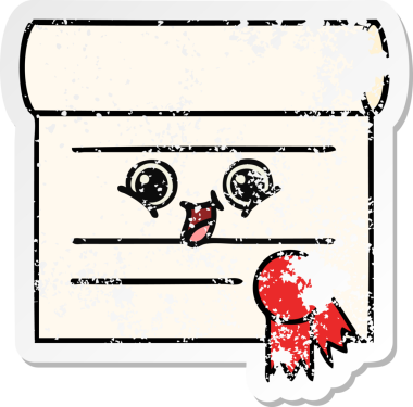 Bir insan tarafından çizilmiş şirin bir karikatür sertifikasının sıkıntılı etiketi