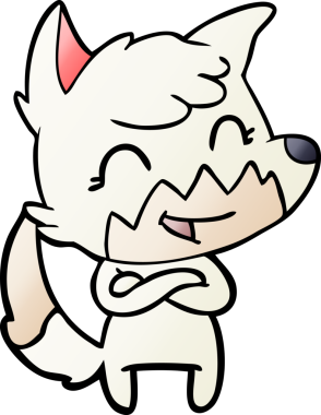 Bir insan tarafından çizilmiş mutlu çizgi film tilkisi.