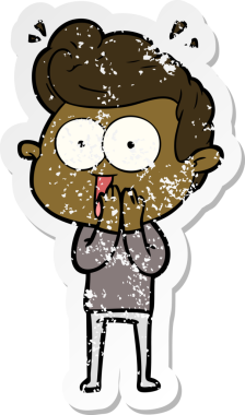 Bir insan tarafından çizilmiş karikatür adamın sıkıntılı çıkartması.