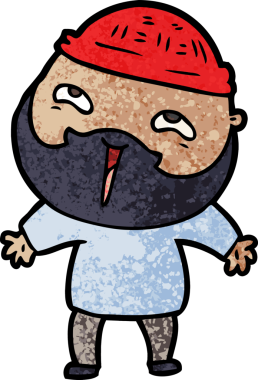 Bir insan tarafından çizilmiş mutlu sakallı bir adam.