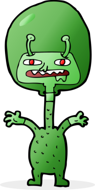 Bir insan tarafından çizilmiş uzaylı çizgi filmi.