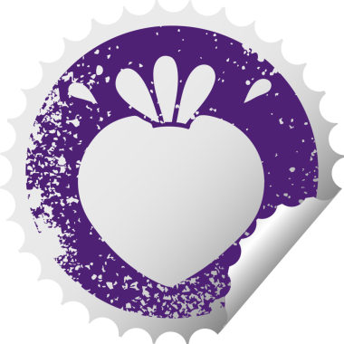 Bir insan tarafından çizilmiş çileğin sıkıntılı, dairesel soyulan etiketi.