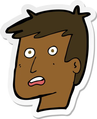 Bir insan tarafından çizilmiş mutsuz bir karikatür çıkartması.