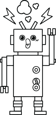 Bir insan tarafından çizilmiş robot arızasının çizgi çizimi