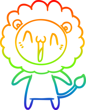 gökkuşağı gradyanı çizimi bir insan tarafından çizilmiş mutlu bir karikatür aslanı