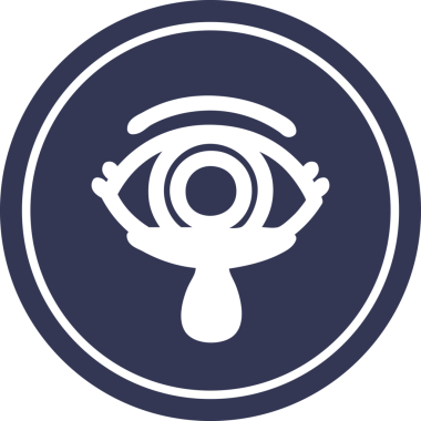 Bir insan tarafından çizilmiş mistik göz ağlayan kan dairesel simgesi.