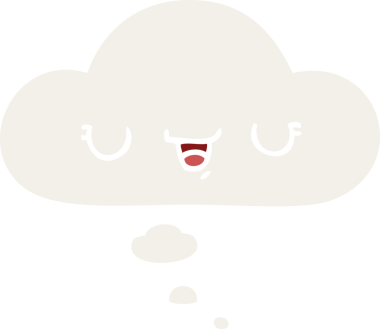 İnsan tarafından çizilmiş düşünce baloncuklu mutlu çizgi film ifadesi