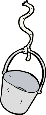 Bir insan tarafından çizilmiş çizgi film kovası.