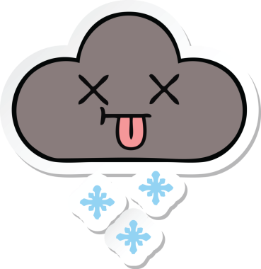 Bir insan tarafından çizilmiş şirin bir fırtına bulutunun çıkartması.