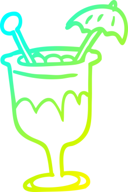 Bir insanın çizdiği karikatür kokteylinin soğuk gradyan çizimi