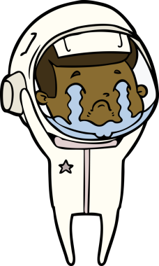 Bir insan tarafından çizilmiş ağlayan astronot çizgi filmi.