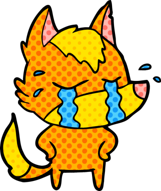 Bir insan tarafından çizilmiş tilki çizgi film karakteri