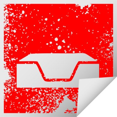 Bir insan tarafından çizilmiş tepside boş bir tablaya ait kare soyma etiketi.