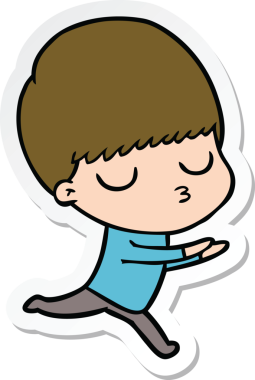 Bir insan tarafından çizilmiş sakin bir çocuğun çıkartması.