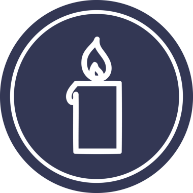 Bir insan tarafından çizilmiş yanan mum dairesel simgesi