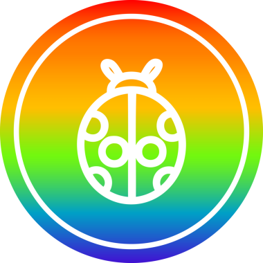 Gökkuşağı gradyan bir insan tarafından çizilmiş sevimli uğur böceği dairesel simgesi