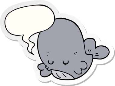 Bir insan tarafından çizilmiş konuşma balonu etiketli bir balina.