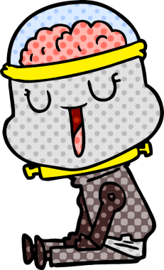 Bir insan tarafından çizilmiş mutlu çizgi film robotu