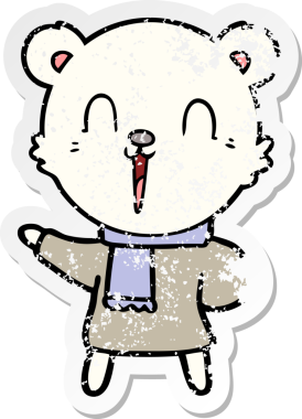 Bir insan tarafından çizilmiş mutlu bir kutup ayısının sıkıntılı çıkartması.