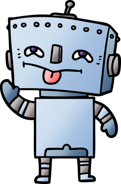 Bir insan tarafından çizilmiş çizgi film robotu