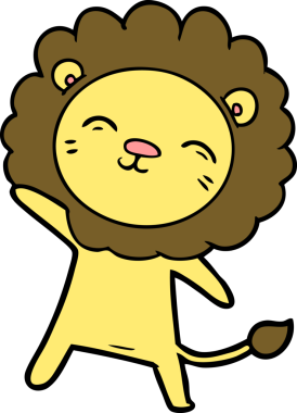 Bir insan tarafından çizilmiş çizgi film aslanı.