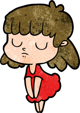 Bir insan tarafından çizilmiş ilgisiz bir kadın çizgi filmi.