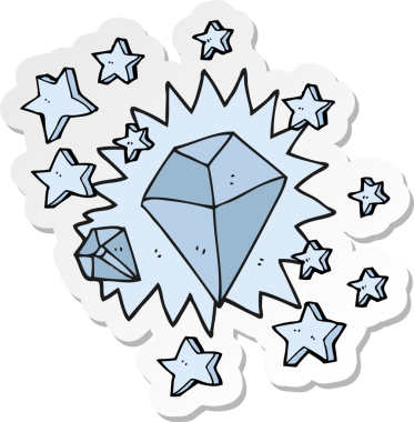 Bir insan tarafından çizilmiş pırlanta bir karikatür çıkartması.