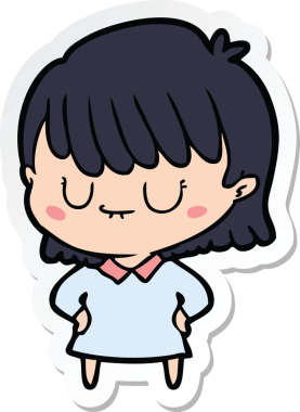 Bir insan tarafından çizilmiş bir karikatür kadının çıkartması.