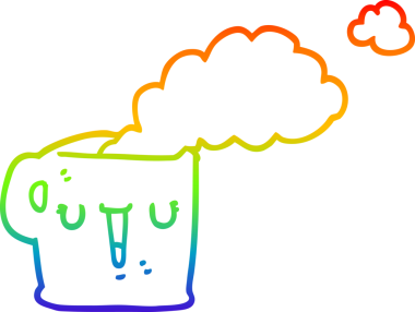 gökkuşağı gradyan çizgisi bir insan tarafından çizilmiş sıcak kahve fincanı