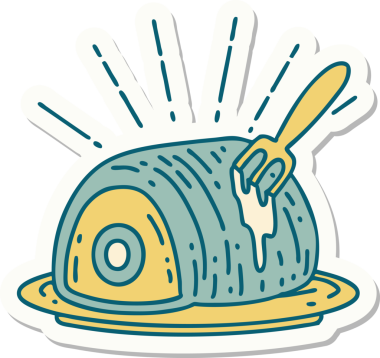 Bir insan tarafından çizilmiş dövme stili biftek etiketi.