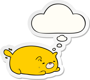 Düşünce baloncuklu çizgi film kedisi insan tarafından çizilmiş bir çıkartma.