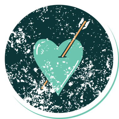 Bir insan tarafından çizilmiş ok ve kalbin sembolik depresif dövme görüntüsü