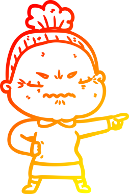 Bir insan tarafından çizilmiş, karikatür çizen yaşlı bir kadın.