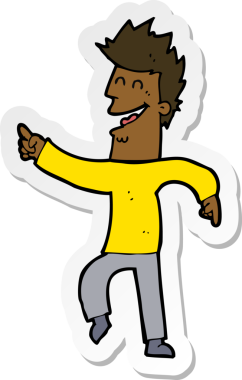 Bir insan tarafından çizilmiş çizgi film karakterinin çıkartması.