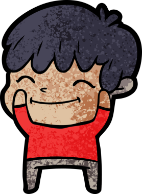 Bir insan tarafından çizilmiş mutlu çocuk çizgi filmi.