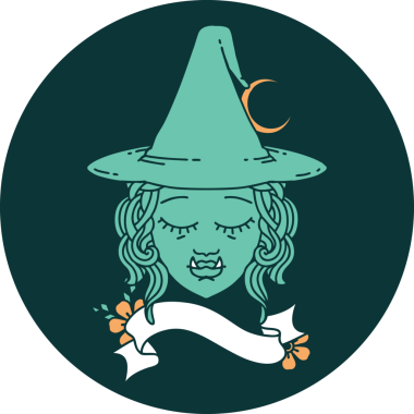 Bir insan tarafından çizilmiş yarı ork cadı karakteri simgesi