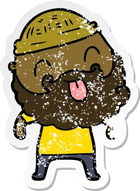 Bir insan tarafından çizilmiş sakallı bir adamın sıkıntılı çıkartması.