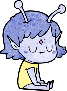 Bir insan tarafından çizilmiş uzaylı kız.