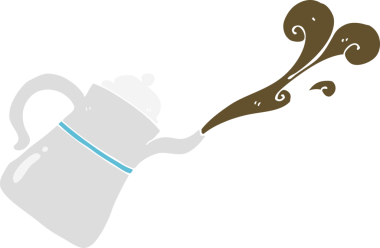 Bir insan tarafından çizilen kahve demliğinin düz renk çizimi